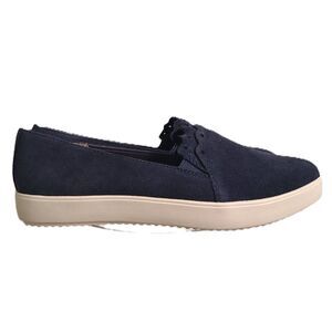 Latigo Anthropologie Suede Leather Navy Blue Slip On‎ Sneakers US 7 Almond Toe
